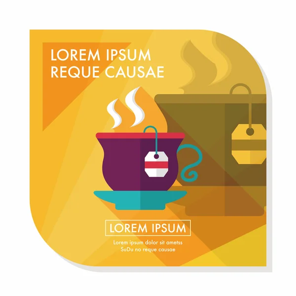 Hot tea flat icon with long shadow, eps10 — стоковый вектор