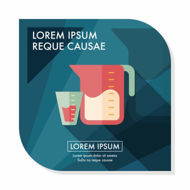 Uzun Gölge, eps10 Kupası düz simgesiyle ölçme mutfak eşyaları