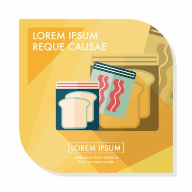 mutfak eşyaları fermuar çanta uzun gölge, eps10 simgesiyle düz