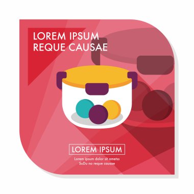 kapsayıcı düz simgesi uzun gölge, eps1 ile koruma mutfak eşyaları