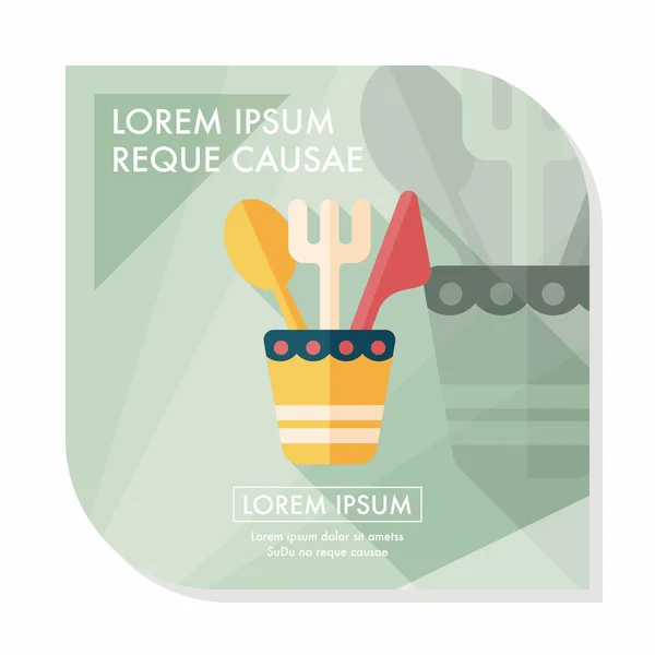 Tableware flat icon with long shadow, eps10 — стоковый вектор