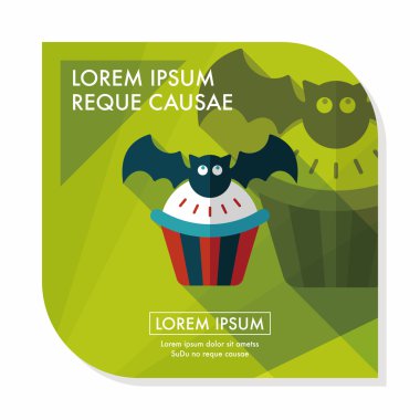 Uzun Gölge, eps10 sopası düz simgesi ile Halloween cupcakes