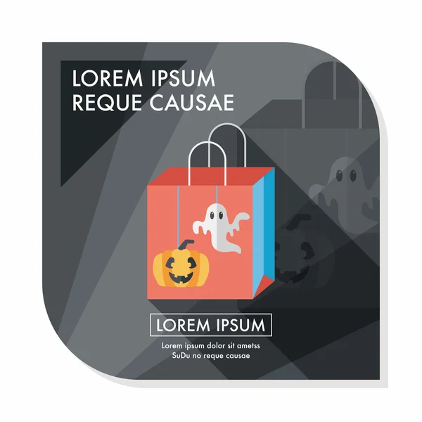 Halloween shopping bag flat icon with long shadow,eps10 — Stock Vector