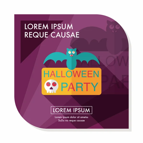 Halloween party sign flat icon with long shadow,eps10 — Stock Vector