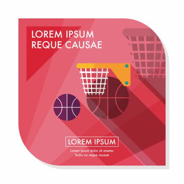 Basketbol düz simgesi ile uzun gölge, eps10
