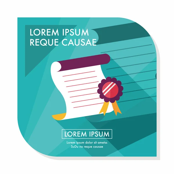 卒業証書の長い影、eps10 とフラット アイコン — ストックベクタ