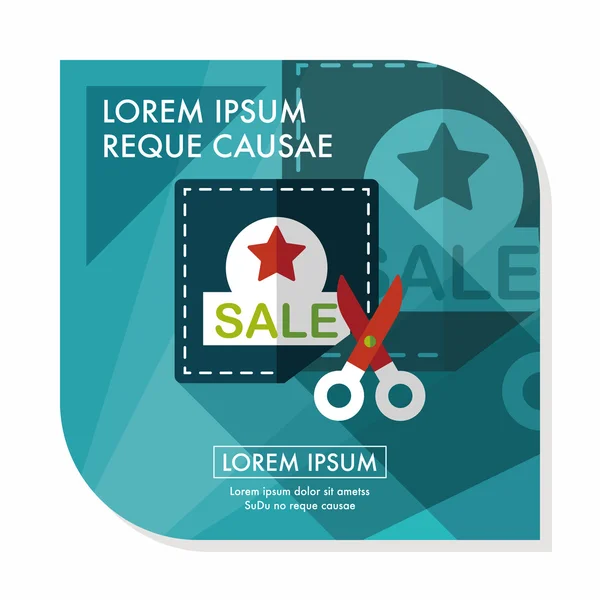 Shopping sale coupon flat icon with long shadow,eps10 — Stock Vector