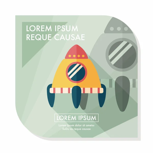 Space rocket flat icon with long shadow,eps10 — Stock Vector