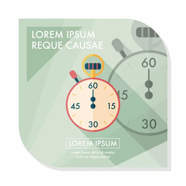 Cronómetro icono plano con sombra larga, eps10 — Vector de stock