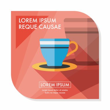Kahve Kupası düz simgesi ile uzun gölge, eps10