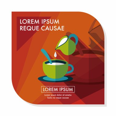 sıcak süt krem kahve düz simgesi ile uzun gölge, eps10