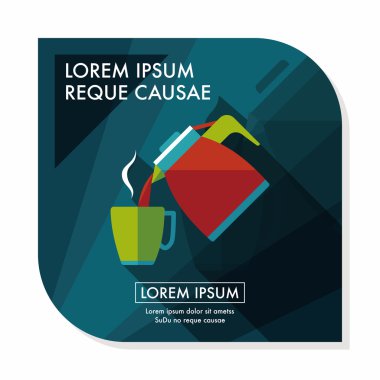 sıcak çay uzun gölge, eps10 düz simgesiyle
