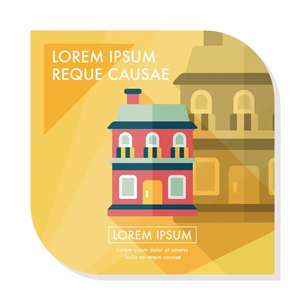 Будівельний будинок плоский значок з довгою тінь, триває10 — стоковий вектор