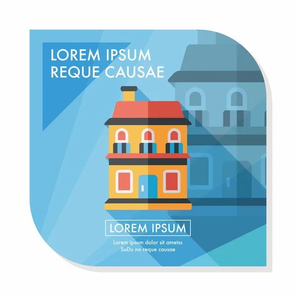 Будівельний будинок плоский значок з довгою тінь, триває10 — стоковий вектор