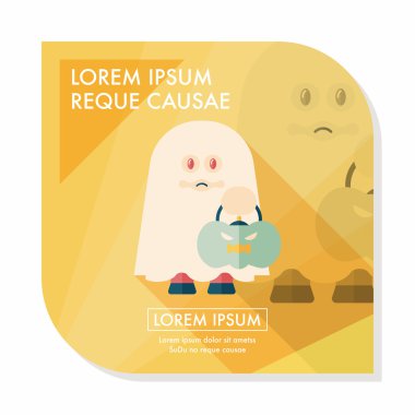 Ghost lapos ikon a hosszú árnyék, eps10