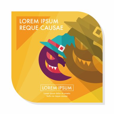 Cadılar Bayramı ay düz simgesi ile uzun gölge, eps10