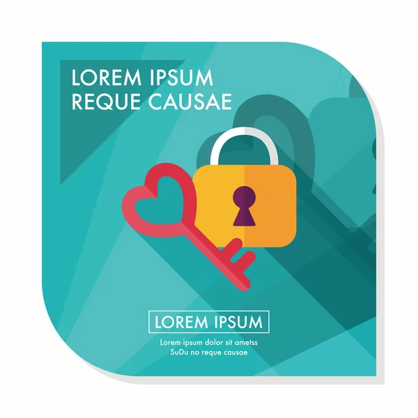 Valentine's Day lover lock flat icon with long shadow,eps10 — Stock Vector