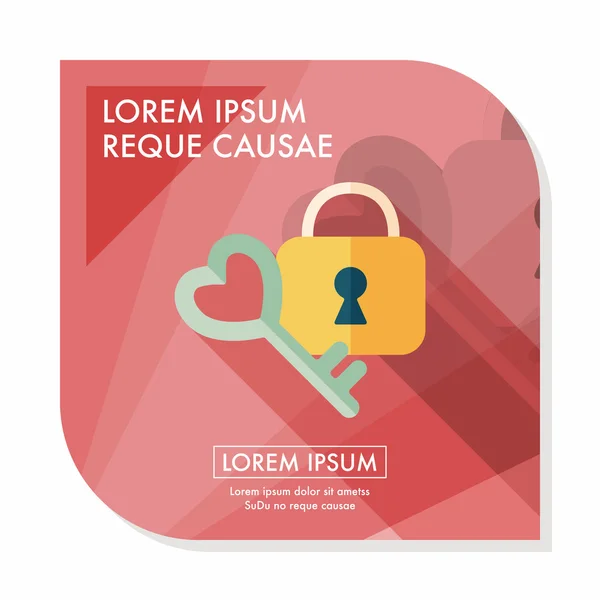 Valentine's Day lover lock flat icon with long shadow,eps10 — Stock Vector