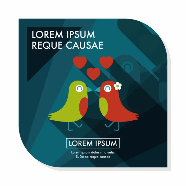 Valentine's Day lover bird flat icon with long shadow, eps10 — Image vectorielle