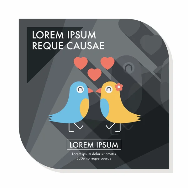 Valentine's Day lover bird flat icon with long shadow, eps10 — Image vectorielle