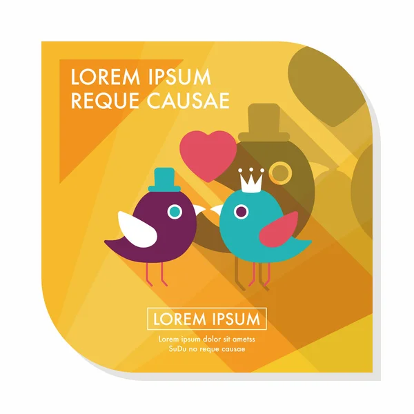 Valentine 's Day lover bird flat icon with long shadow, eps10 - Stok Vektor