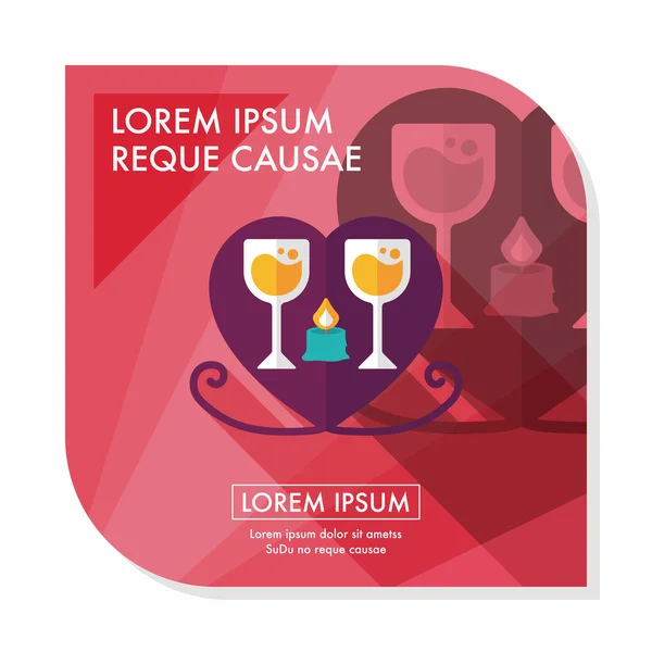 День Святого Валентина шампанського плоских значок з довгу тінь, eps10 — стоковий вектор