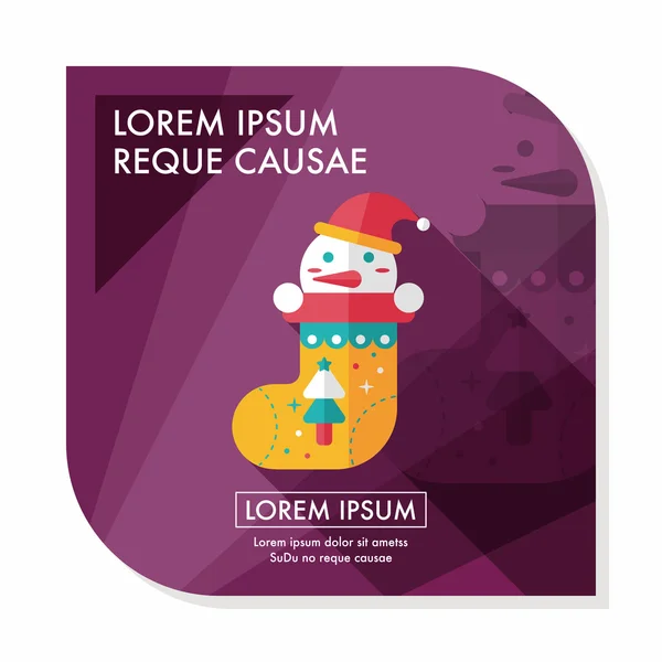 Christmas stocking flat icon with long shadow, eps10 — стоковый вектор