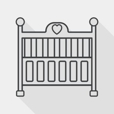 Bebek beşik yatak düz simgesiyle uzun gölge, eps10