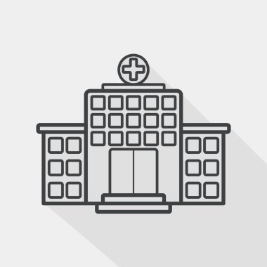 Hastane düz simgesi ile uzun gölge, eps10 bina