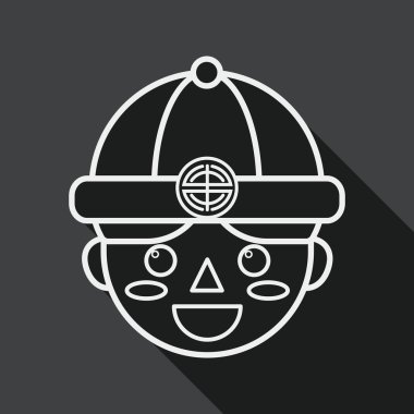 Çin yeni yılı çocuk düz simgesi ile uzun gölge, eps10