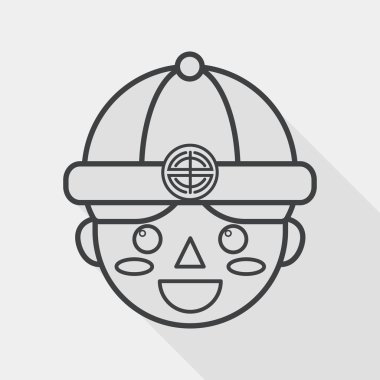 Çin yeni yılı çocuk düz simgesi ile uzun gölge, eps10