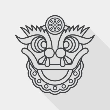 Çin yeni yılı düz simgesi ile uzun gölge, eps10, dragon ve