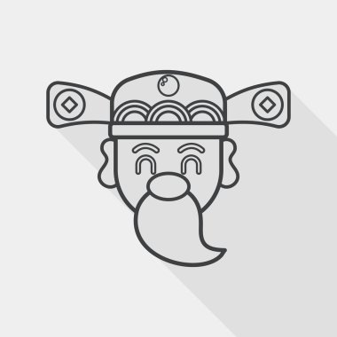 Çin yeni yılı düz simgesi ile uzun gölge, eps10, zenginlik tanrısı