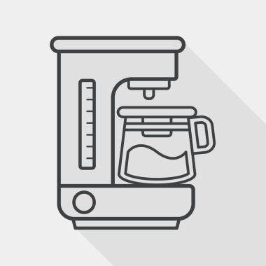 Kahve makinesi düz simgesi, uzun gölge, eps10