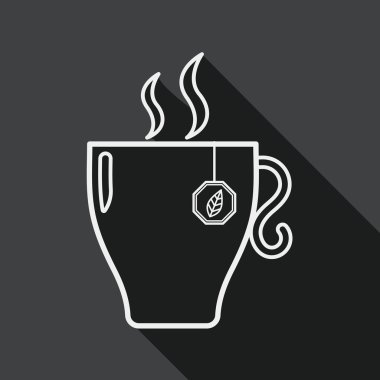 sıcak çay uzun gölge, eps10 düz simgesiyle