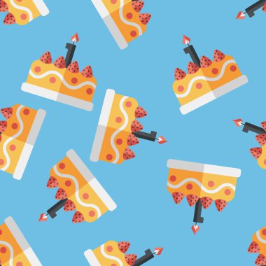 doğum günü pastası düz simgesi ile uzun gölge, eps10