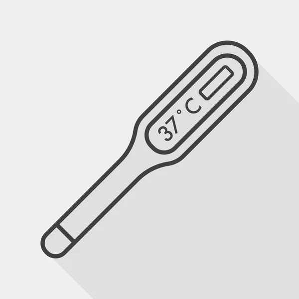 Thermomètre médical icône plate avec ombre longue — Image vectorielle