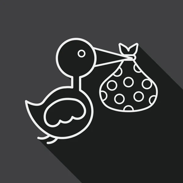 Pták a baby ploché ikony s dlouhý stín, eps10 — ストックベクタ