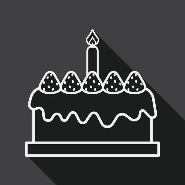 Narozeninový dort ploché ikony s dlouhý stín, eps10 — Stockový vektor