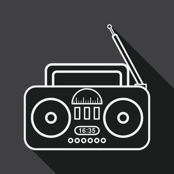 Ícone plano de rádio com sombra longa, eps10 — Vetor de Stock