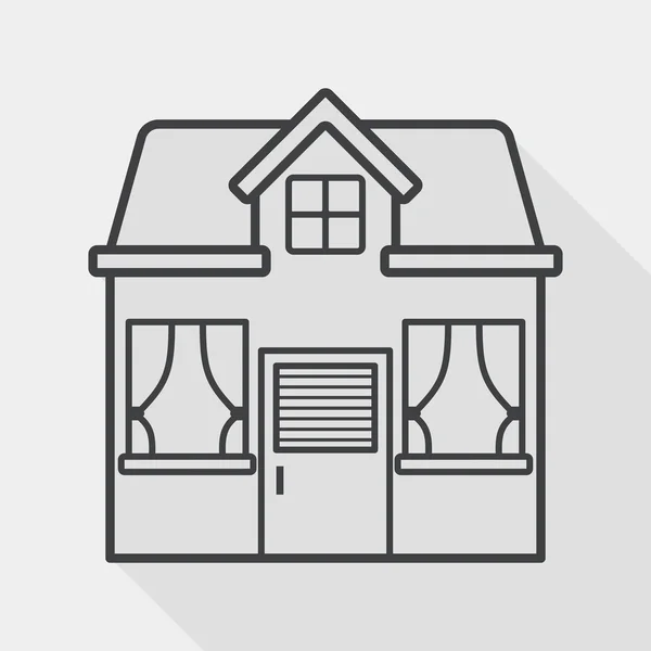 Building house flat icon with long shadow, eps10 — стоковый вектор