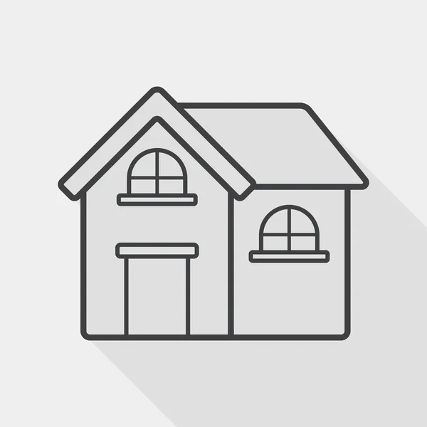 Building house flat icon with long shadow, eps10 — стоковый вектор