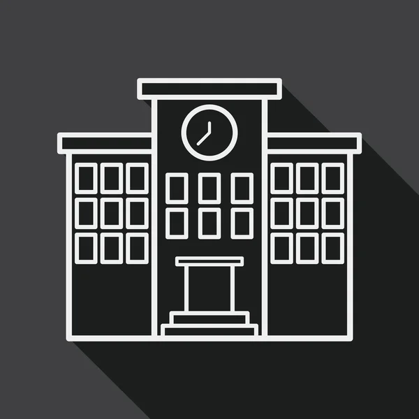Byggnaden skolan flat ikonen med långa skugga, eps10 — Stock vektor