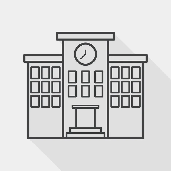 Building school flat icon with long shadow, eps10 — стоковый вектор
