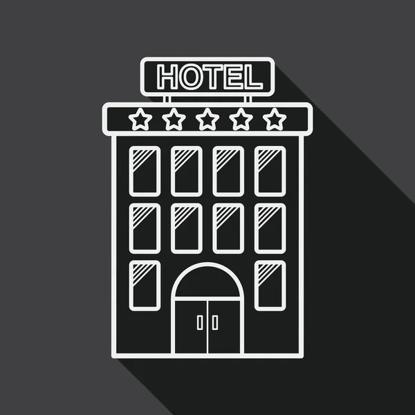 Budynek hotelu płaski ikona z długim cieniem, eps10 — Wektor stockowy