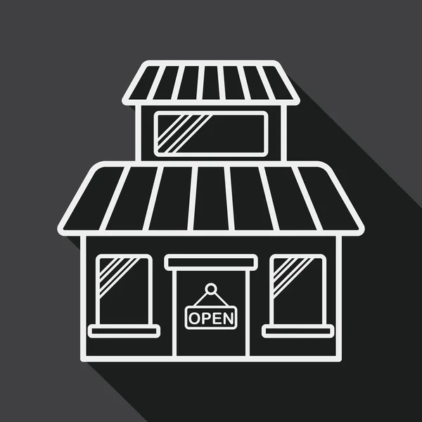 Building shop store flat icon with long shadow, eps10 — стоковый вектор