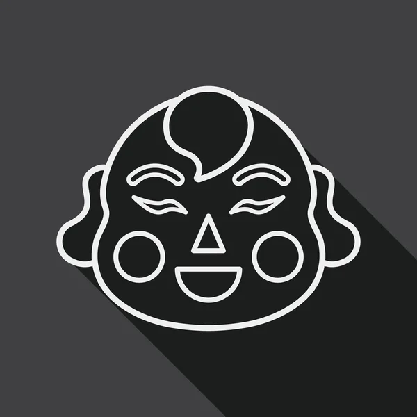 Icône plate du Nouvel An chinois avec ombre longue, eps10, poupée Maitreya — Image vectorielle