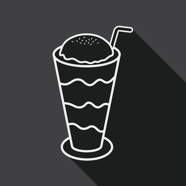 Iced pływających kawy płaski ikona z długim cieniem, eps10 — Wektor stockowy