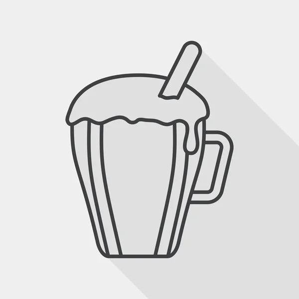 Crème au lait chaud café icône plate avec ombre longue, eps10 — Image vectorielle