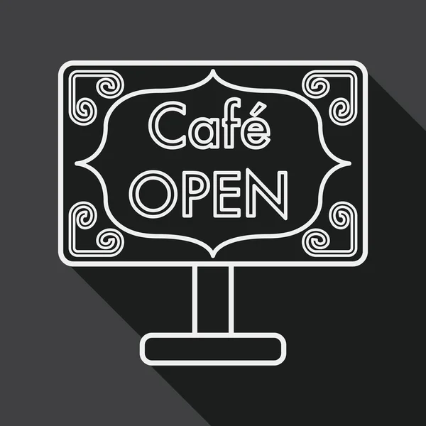 Insegne caffetteria icona piatta con lunga ombra, eps10 — Vettoriale Stock
